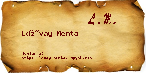 Lévay Menta névjegykártya